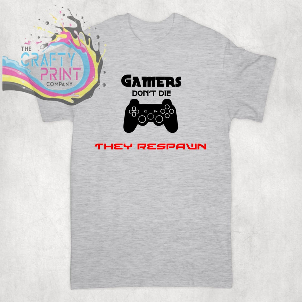 Gamers Don’t Die They Respawn T-shirt - Grey - Shirts & Tops