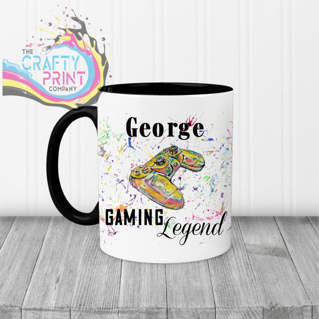 Gaming Legend Playstation Personalised Mug - Black Handle &