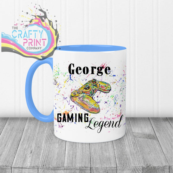 Gaming Legend Playstation Personalised Mug - Blue Handle &