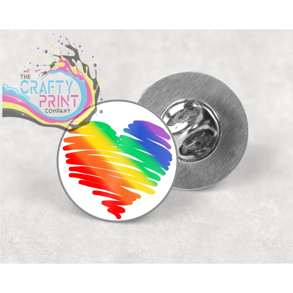 Gay Pride Heart Scribble Lapel Pin Badge - & Pass Holders