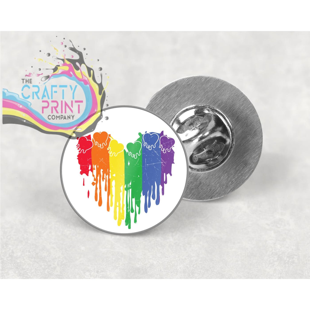 Gay Pride Hearts Paint Drip Lapel Pin Badge - & Pass Holders