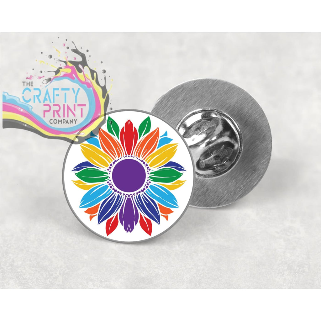 Gay Pride Rainbow Sunflower Lapel Pin Badge - & Pass Holders