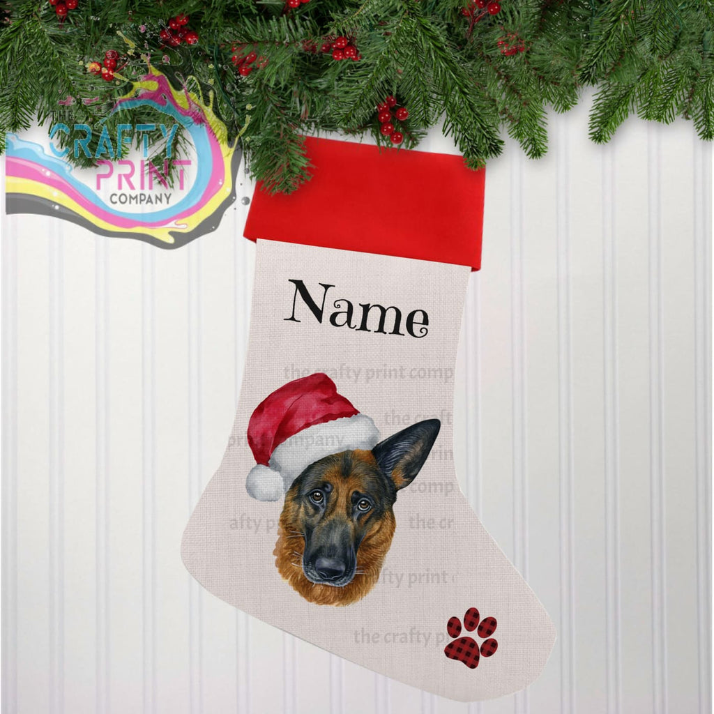 German Shepherd Personalised Linen Christmas Stocking -