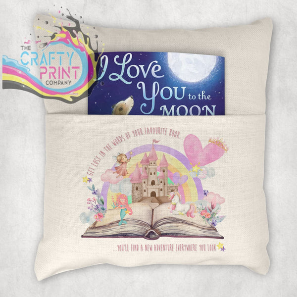 Get Lost in the Words Unicorn Mermaid Pocket Book Cushion
