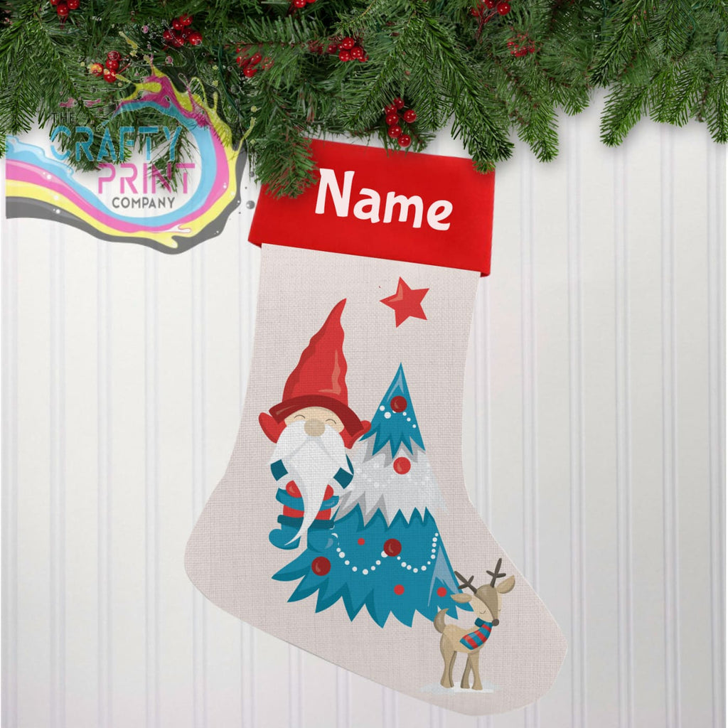 Gnome Personalised Linen Christmas Stocking - Holiday