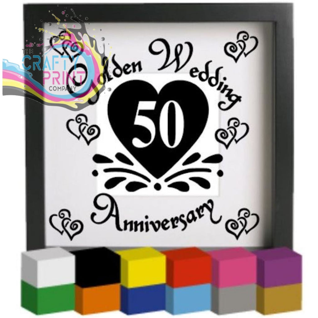 Golden Wedding Anniversary Vinyl Decal Sticker - Decorative