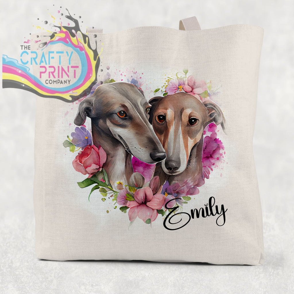 Greyhounds Floral Cotton Tote Bag - Shopping Totes