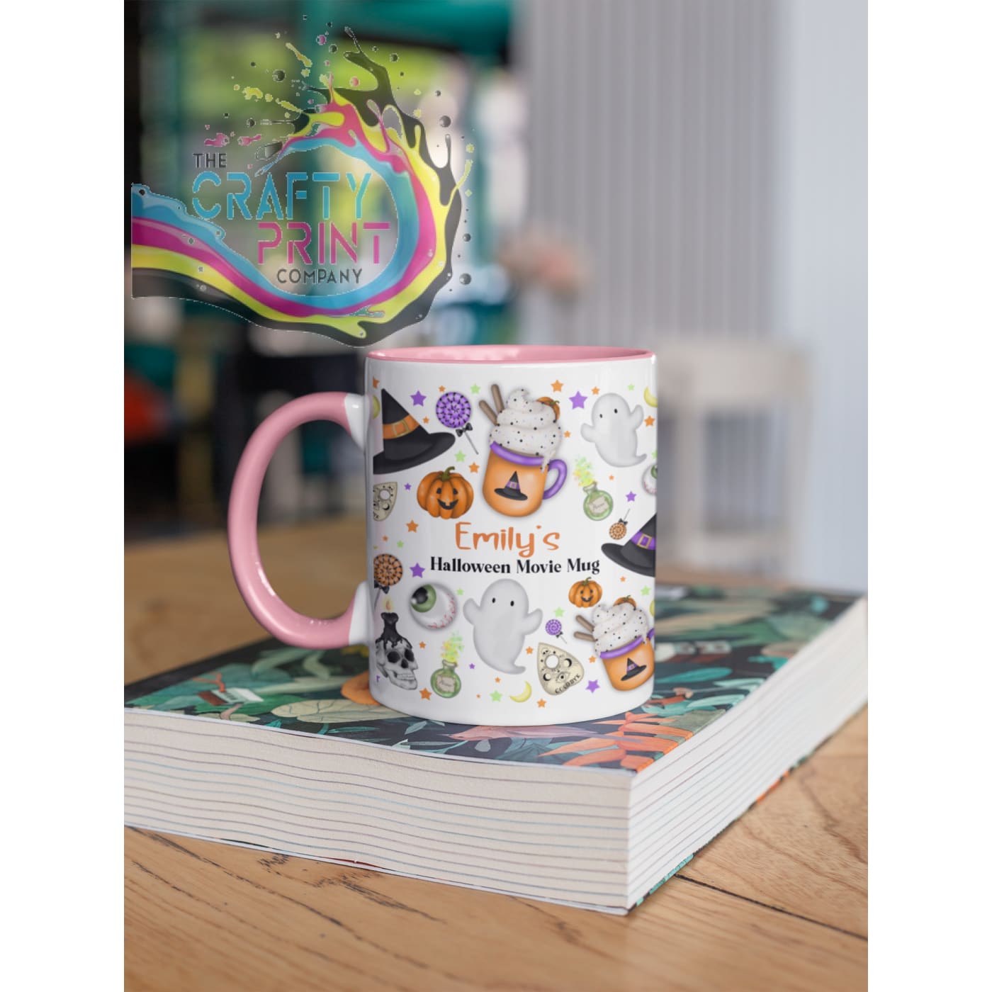 Halloween Movie Personalised Mug - Pink Handle & Inner