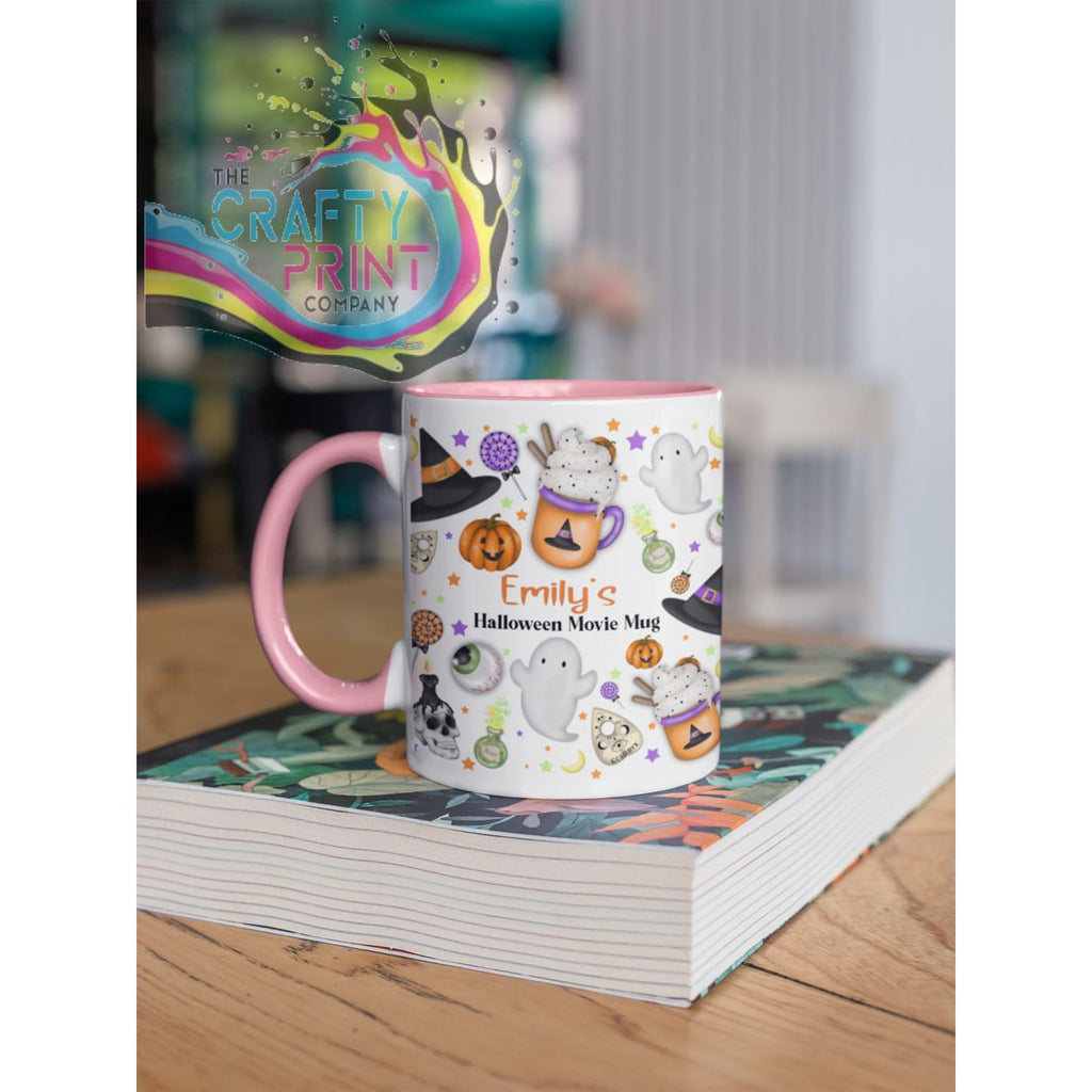 Halloween Movie Personalised Mug - Pink Handle & Inner -