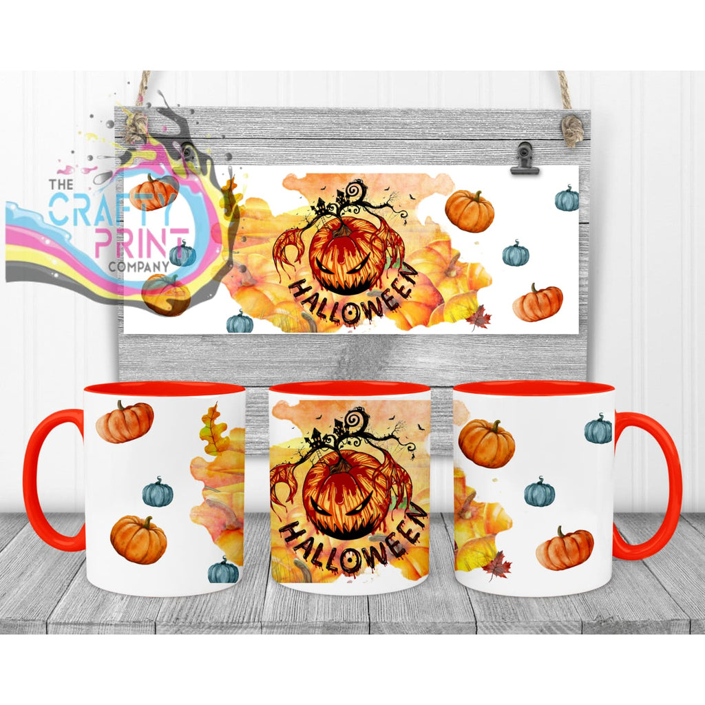 Halloween Pumpkin Mug - Red Handle & Inner - Mugs