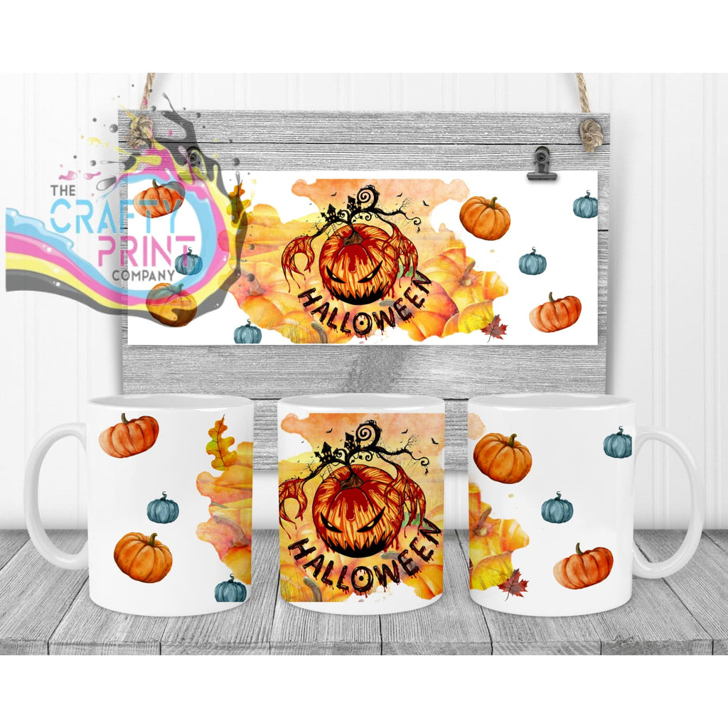 Halloween Pumpkin Mug - White Handle & Inner - Mugs