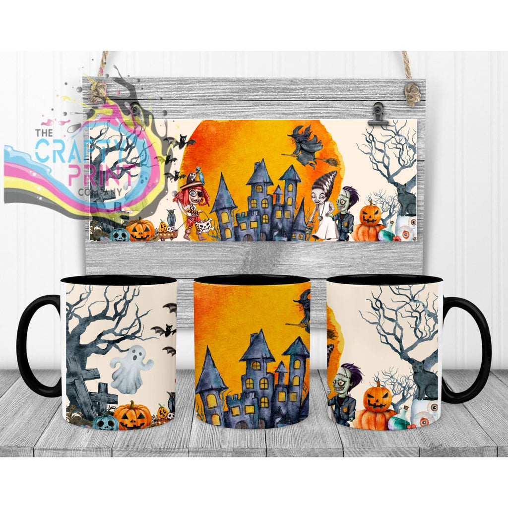 Halloween Scene V2 Mug - Black Handle & Inner - Mugs