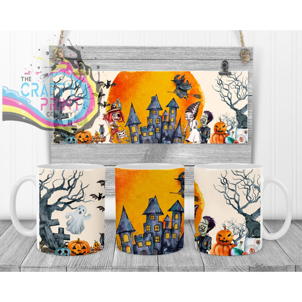 Halloween Scene V2 Mug - White Handle & Inner - Mugs