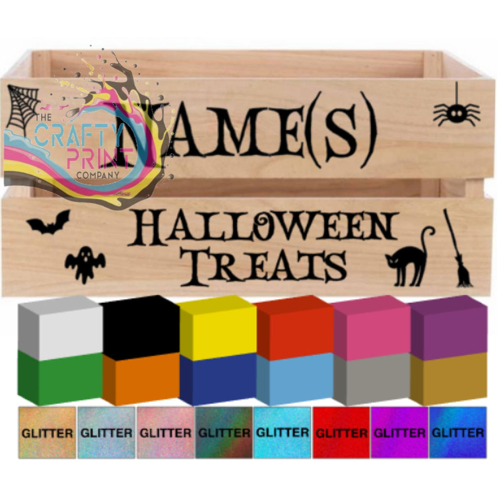 Halloween Treats Crate Vinyl Personalised Decal / Sticker -