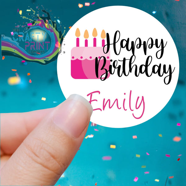 Happy Birthday Cake Design Printed Sticker - X Small 25mm -