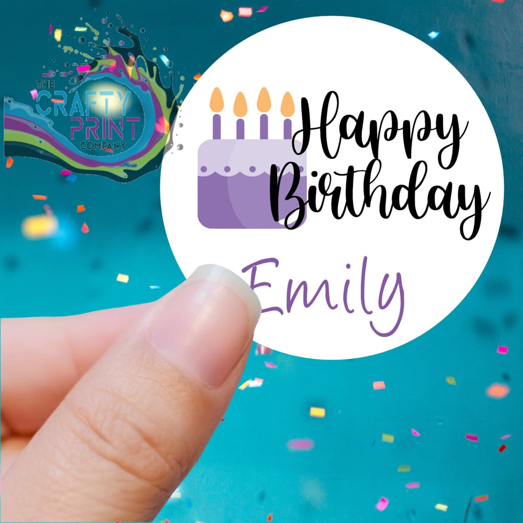 Happy Birthday Cake Design Printed Sticker - X Small 25mm