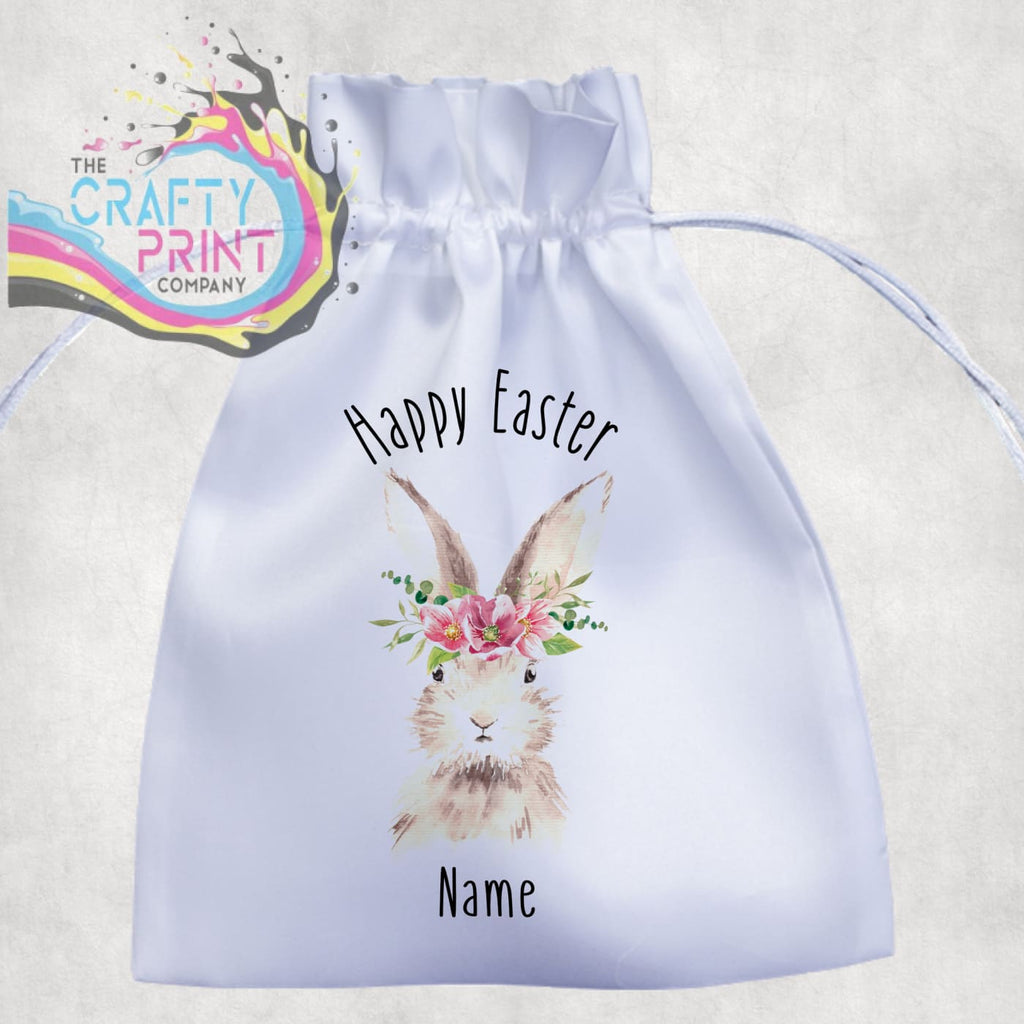 Happy Easter Bunny Personalised Satin Bag The Crafty Print Company