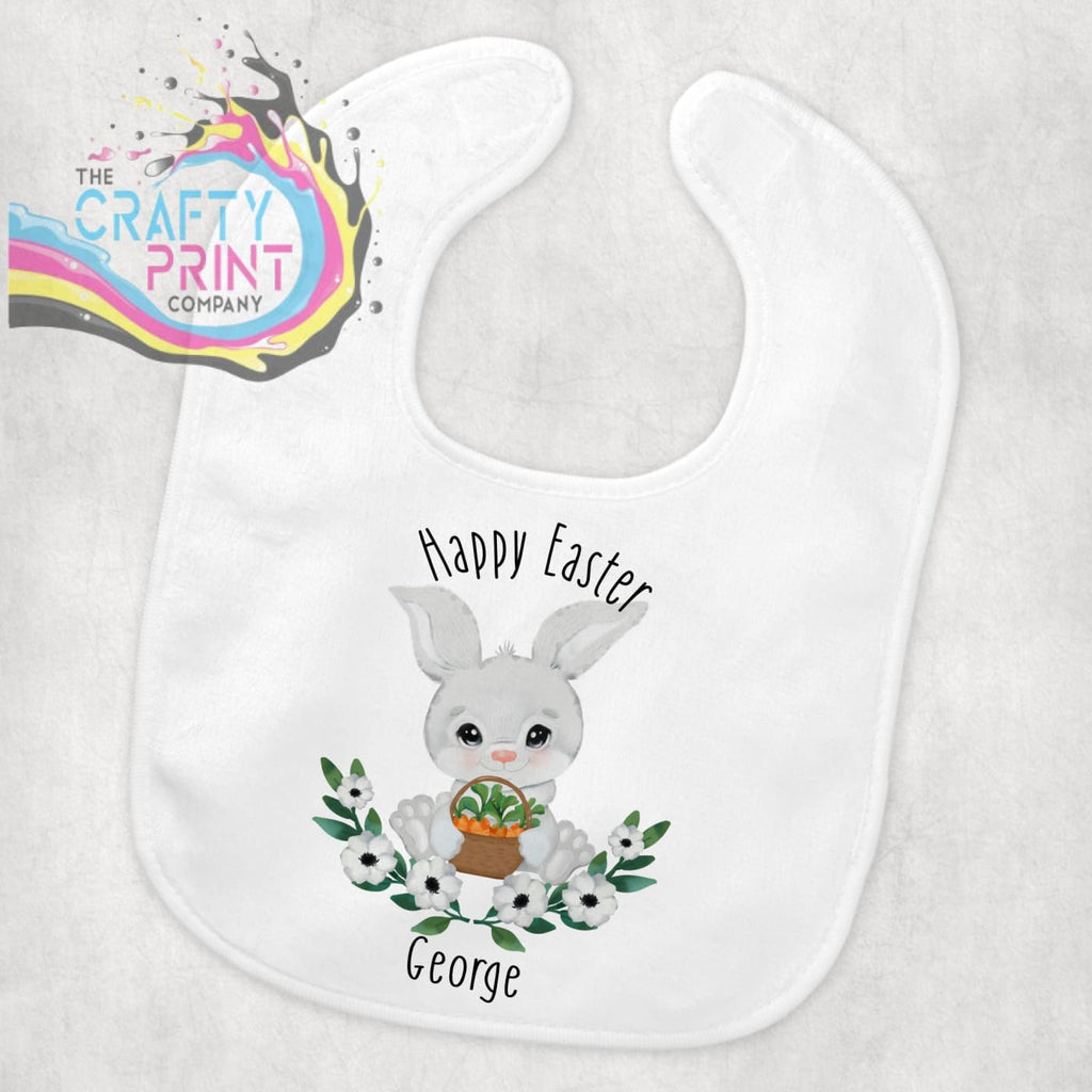 Happy Easter Bunny with Carrot Basket Baby Bib - & Toddler