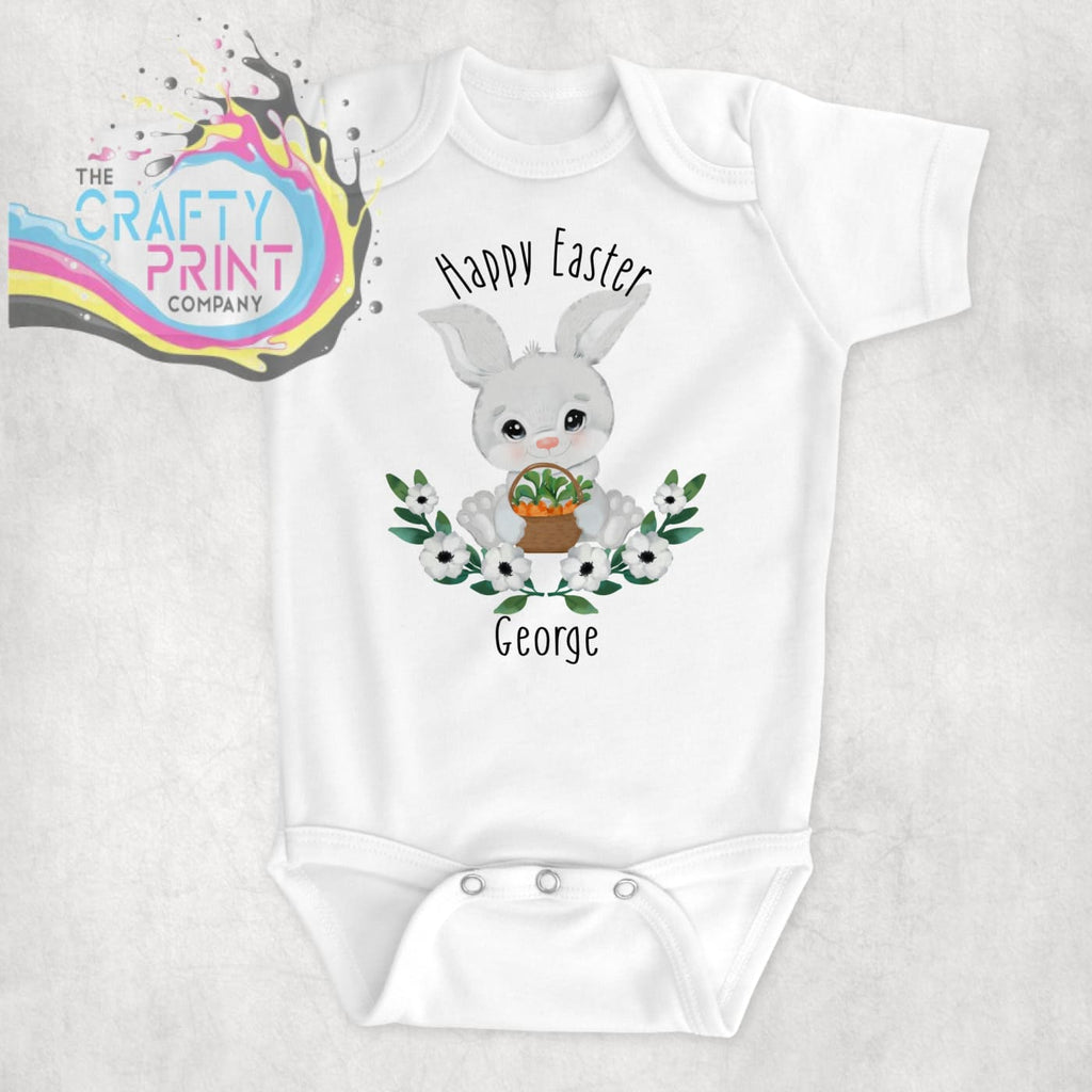 Happy Easter Bunny with Carrot Basket Bodysuit - Baby