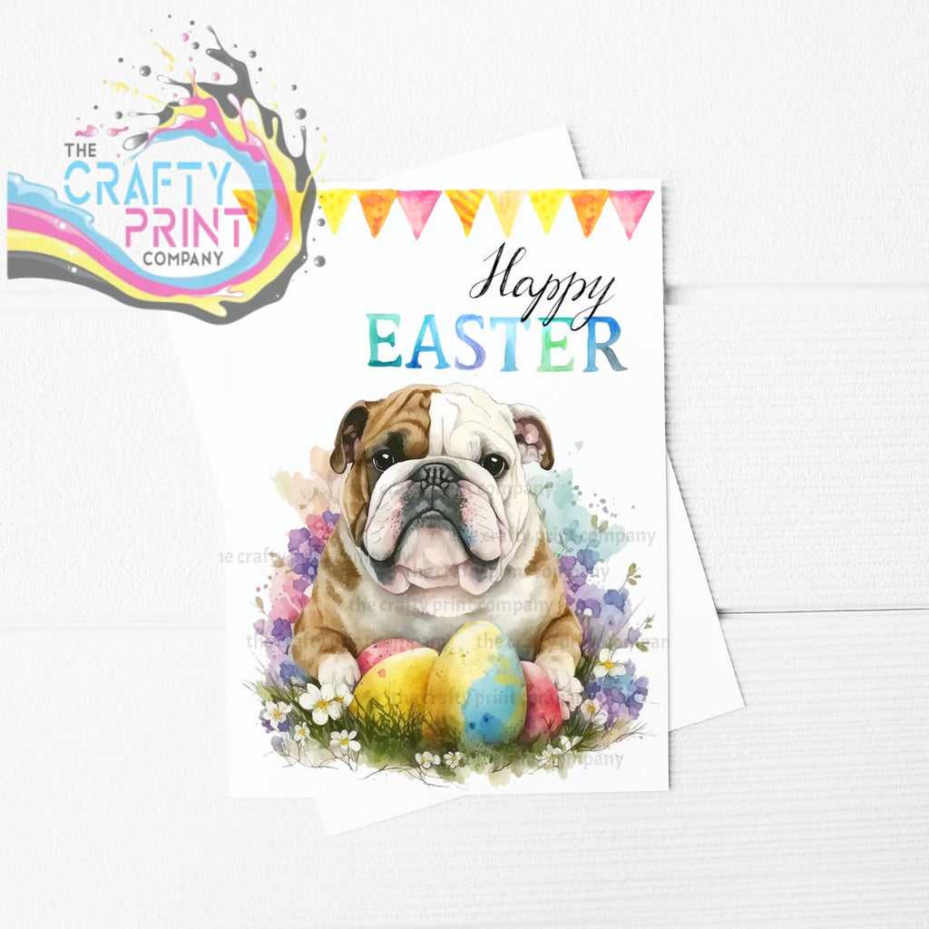 Happy Easter English Bulldog A5 Card - Greeting & Note Cards