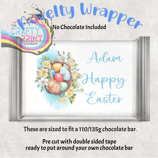 Happy Easter Hedgehog Personalised Chocolate Bar Wrapper -
