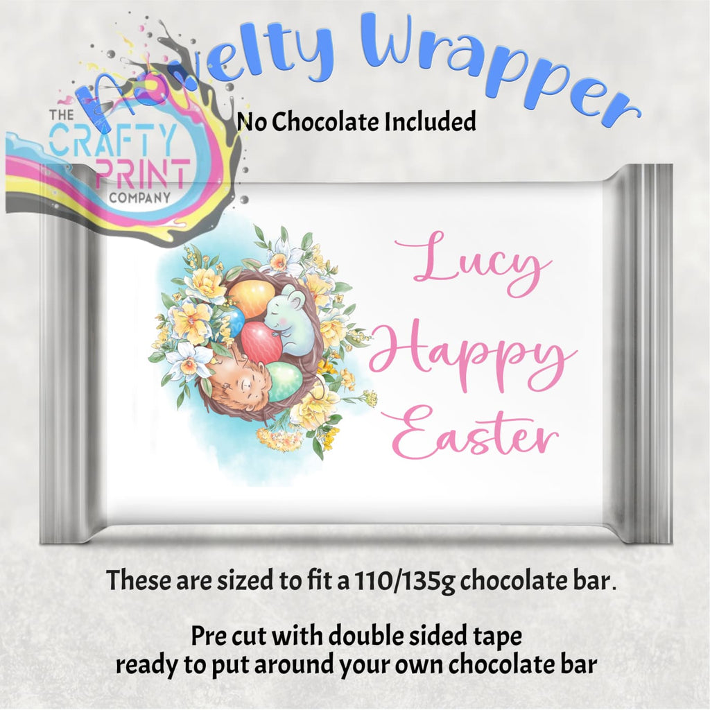 Happy Easter Hedgehog Personalised Chocolate Bar Wrapper -