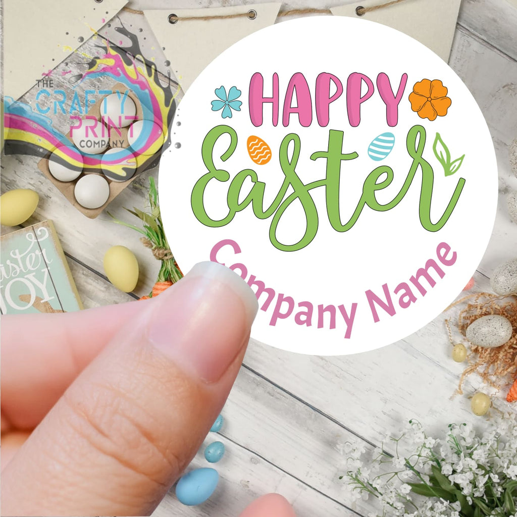 Happy Easter Personalised Company Name Printed Sticker -