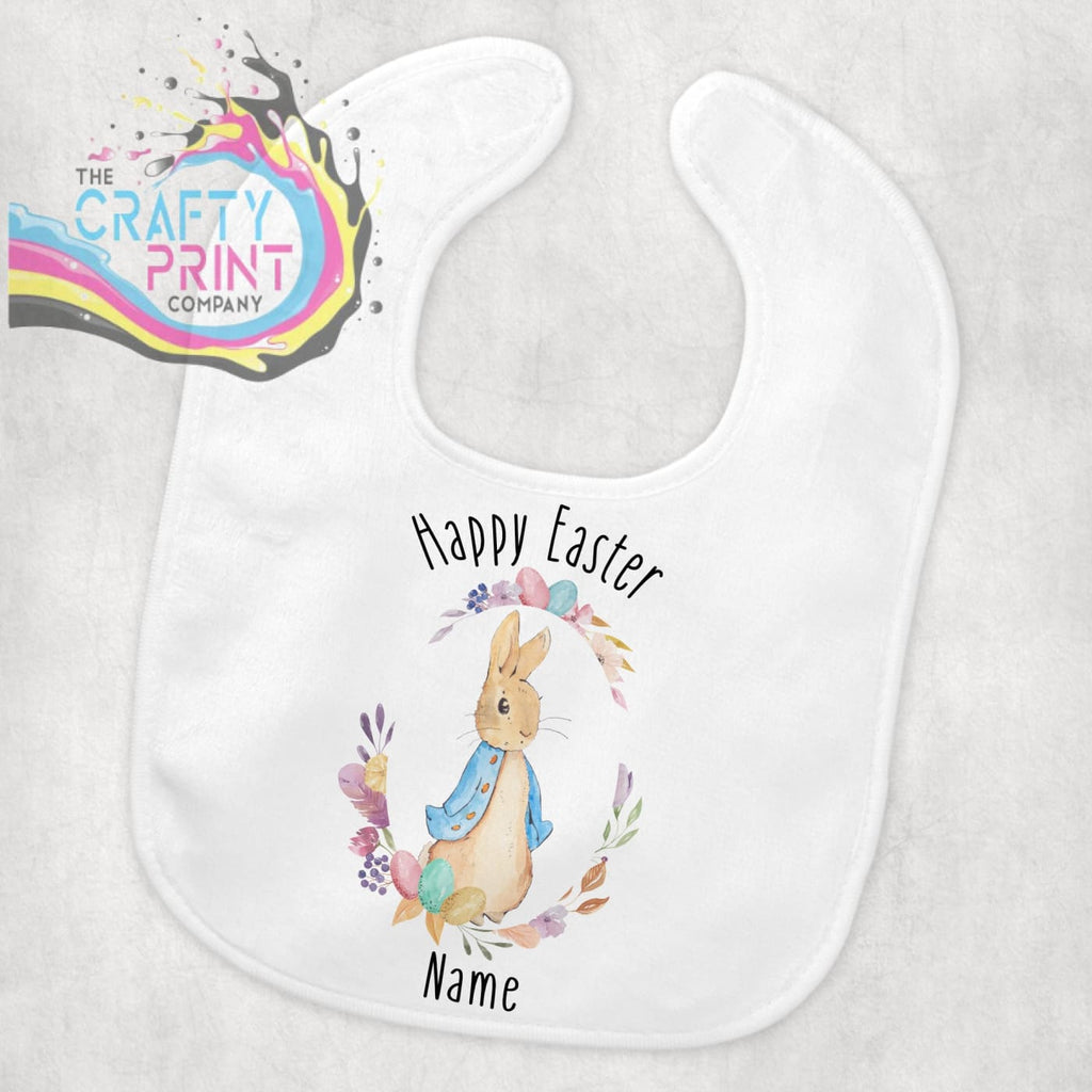 Happy Easter Peter Rabbit Personalised Baby Bib - Blue Coat