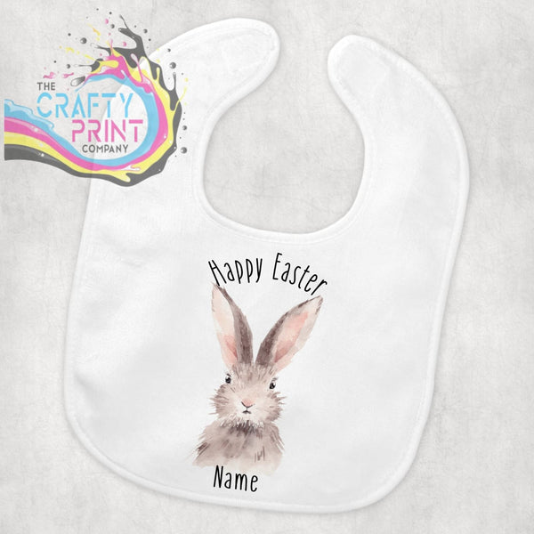 Happy Easter Rabbit Personalised Baby Bib - Boy - & Toddler