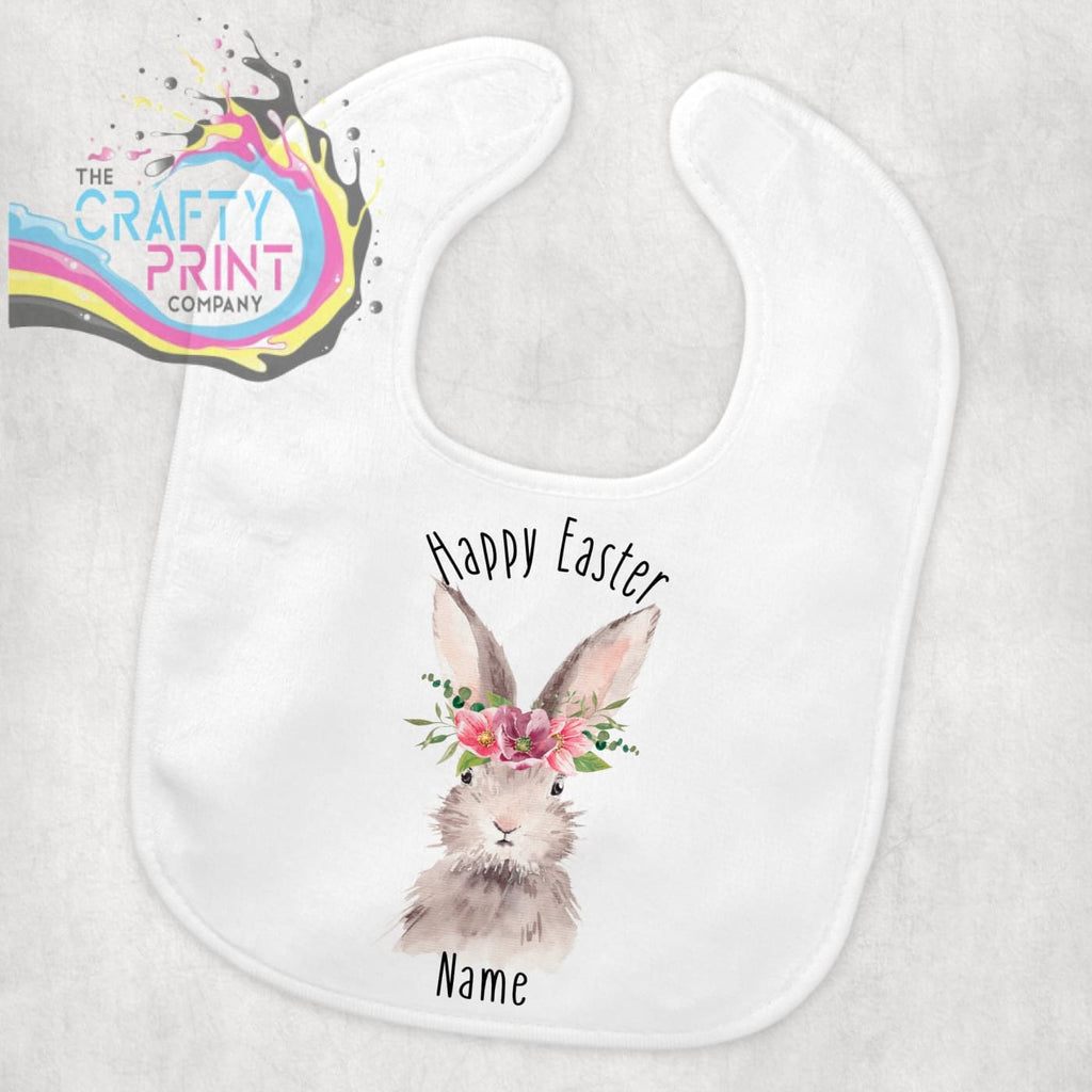 Happy Easter Rabbit Personalised Baby Bib - Girl - & Toddler