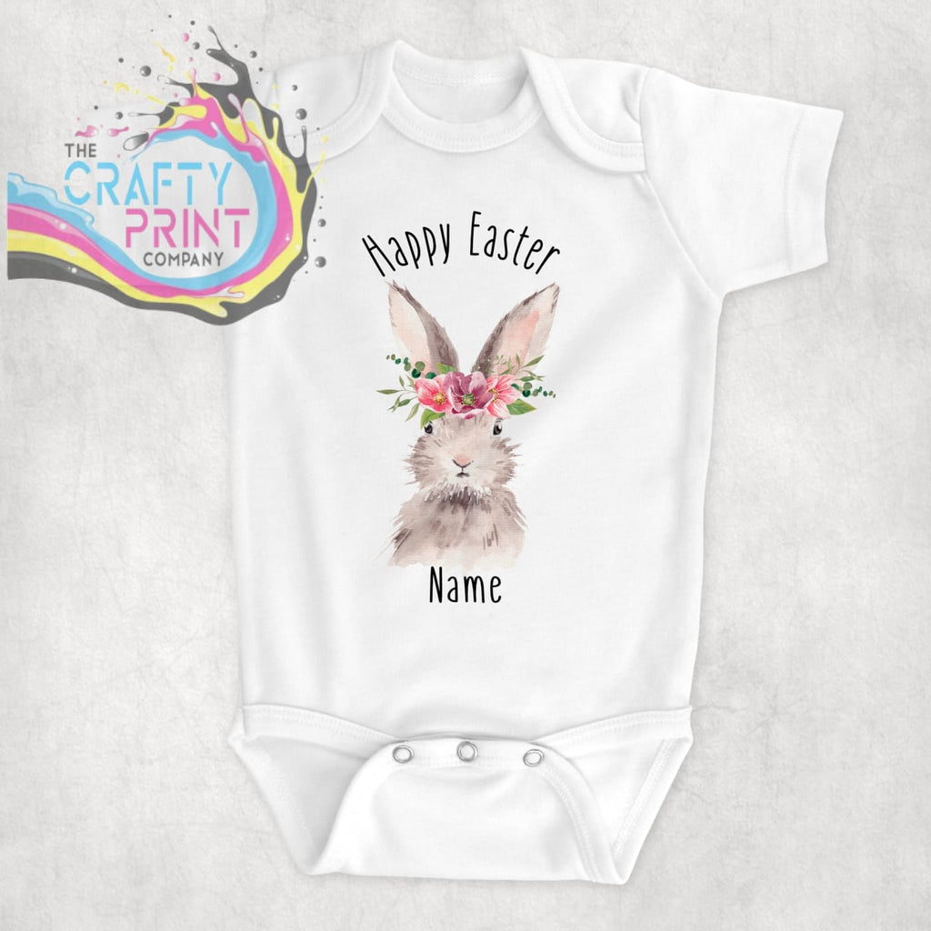 Happy Easter Rabbit Personalised Bodysuit - Girl - Baby