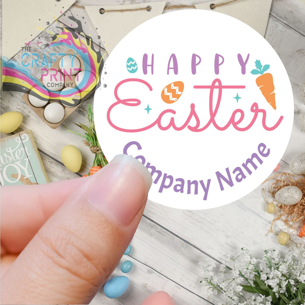 Happy Easter V2 Personalised Company Name Printed Sticker -