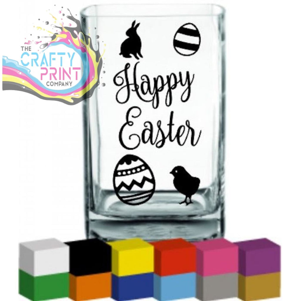 Happy Easter Vase Decal Sticker - Decorative Stickers