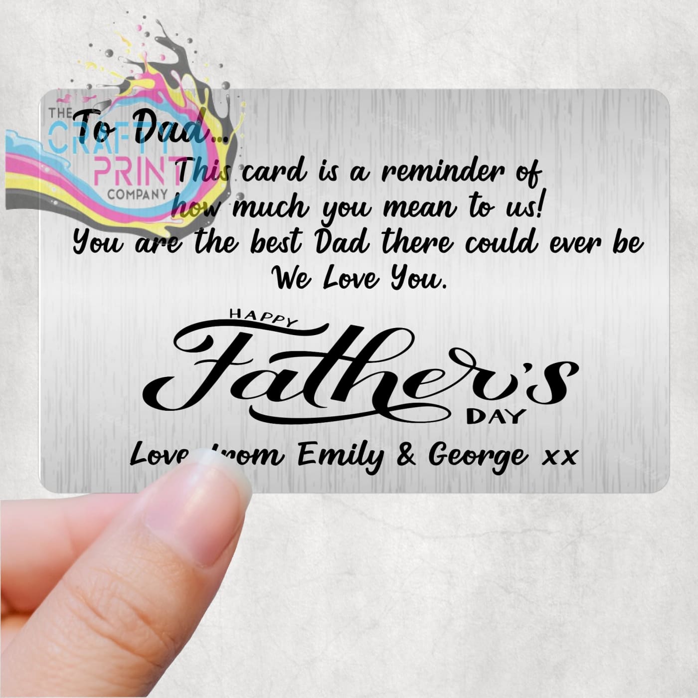 Happy Father’s Day Personalised Card for Wallet - Aluminium