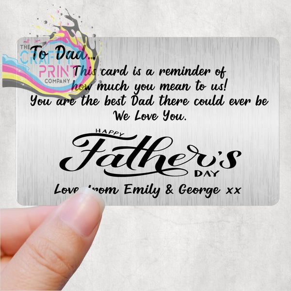 Happy Father’s Day Personalised Card for Wallet - Aluminium