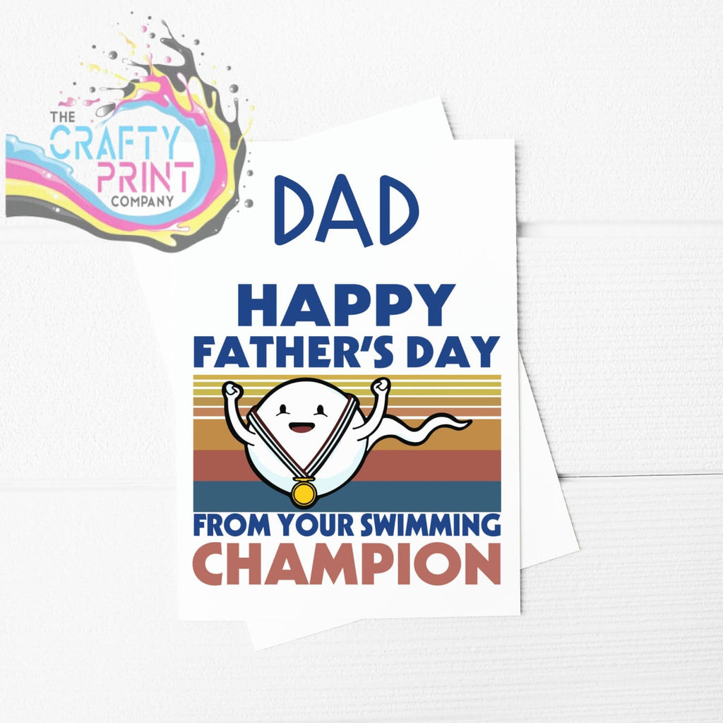Happy Father’s Day Swimming Champion A5 Card & Envelope