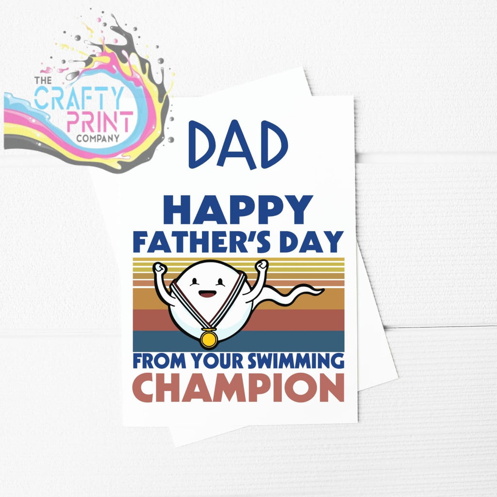 Happy Father’s Day Swimming Champion A5 Card & Envelope -