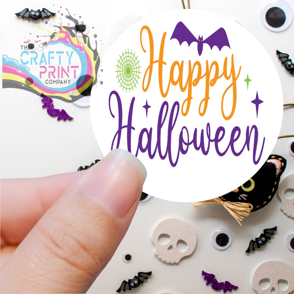 Happy Halloween Bat Web Printed Sticker - Decorative