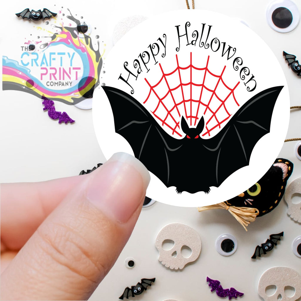 Happy Halloween Black Bat Printed Sticker - Decorative