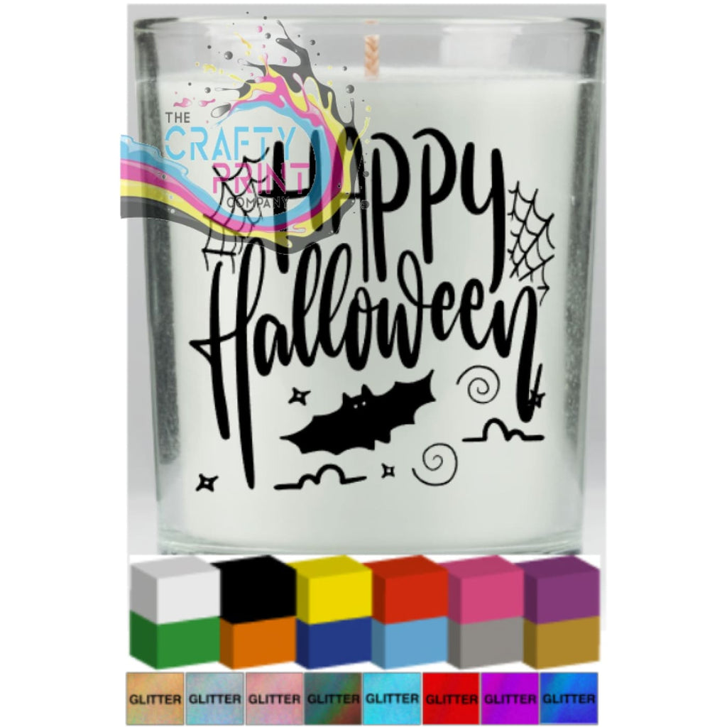 Happy Halloween Candle Decal Vinyl Sticker - Decorative