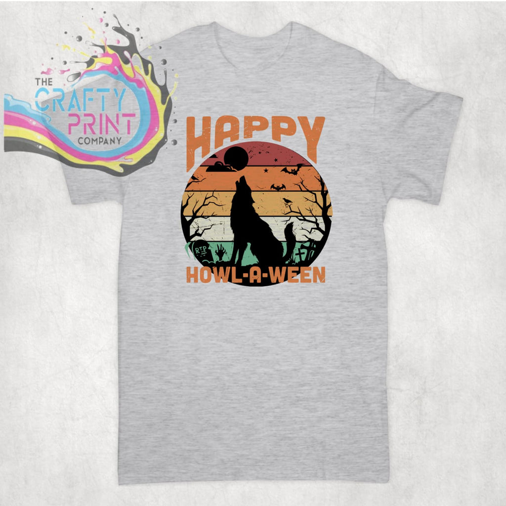 Happy Howl A Ween T-shirt - Grey - Shirts & Tops