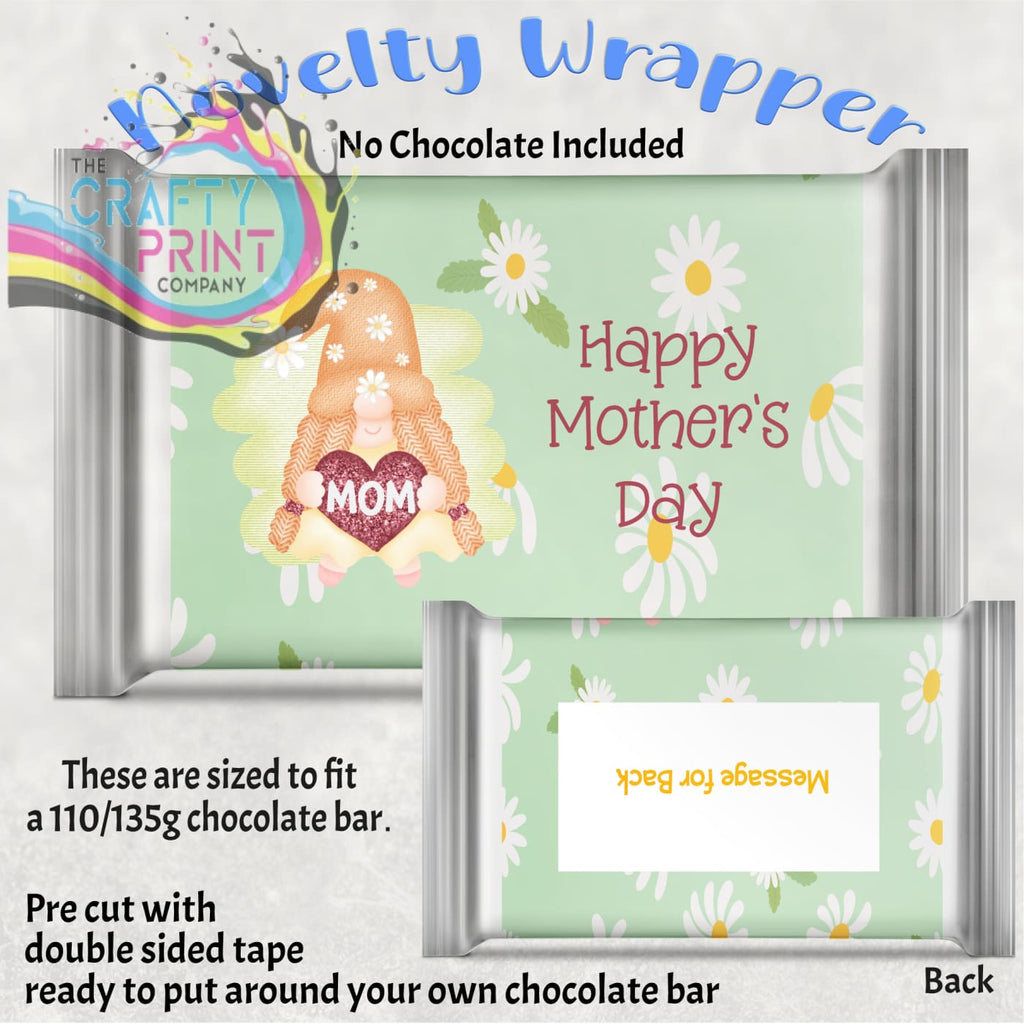 Happy Mother’s Day Mom Gnome Chocolate Bar Wrapper -