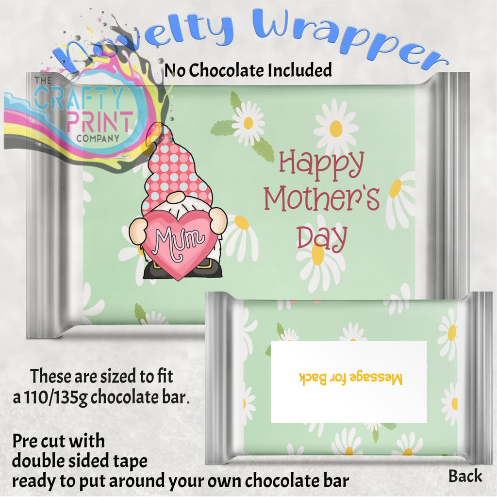 Happy Mother’s Day Mum Gnome Chocolate Bar Wrapper