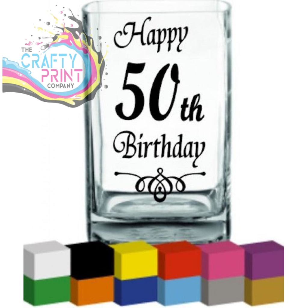 Happy (Number) Birthday Vase Decal Sticker - Decorative