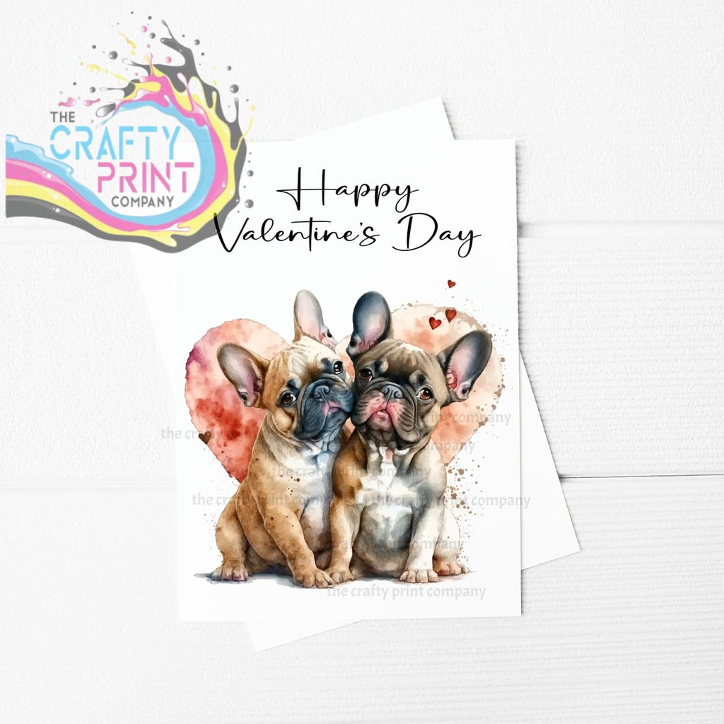 Happy Valentine’s Day French Bulldogs A5 Card - Greeting &