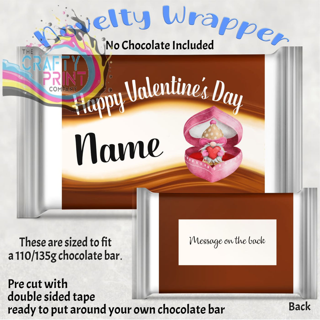 Happy Valentines Day Gnome Personalised Chocolate Bar