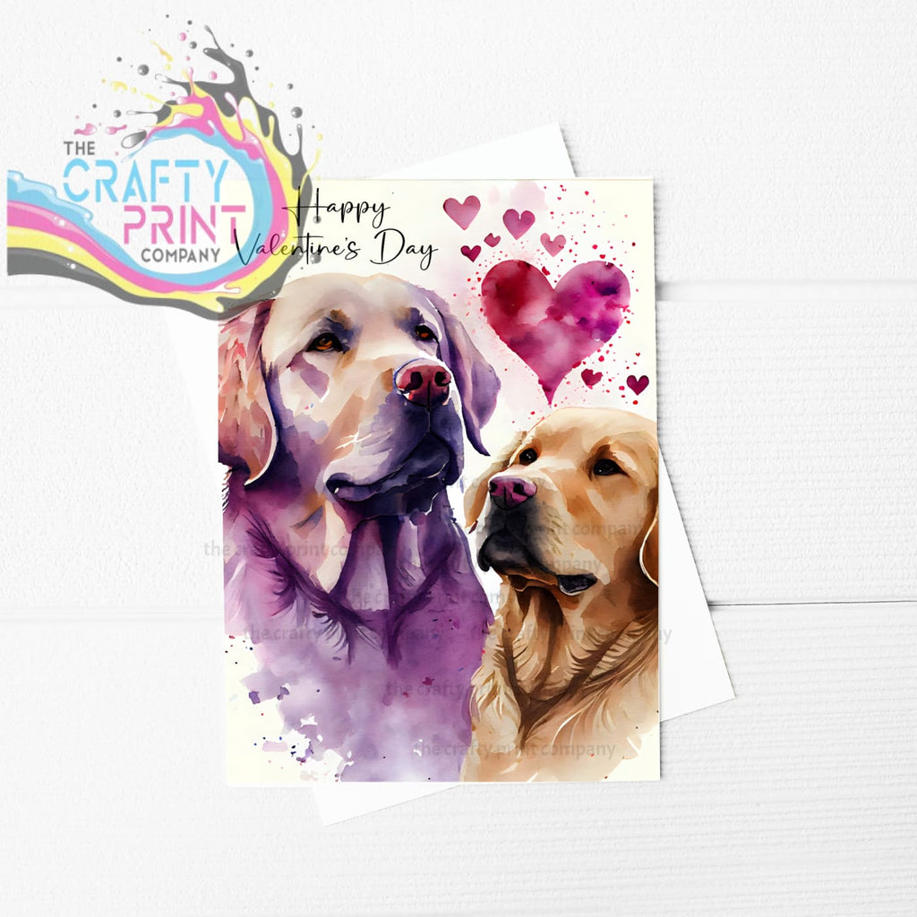 Happy Valentine’s Day Labrador Dogs A5 Card - Greeting &