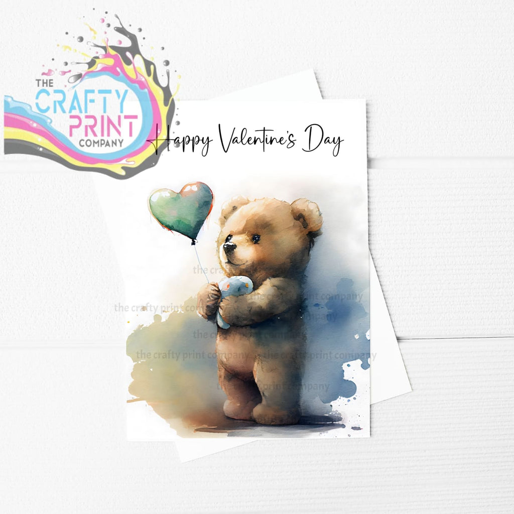 Happy Valentine’s Day Teddy Balloon A5 Card - Greeting &
