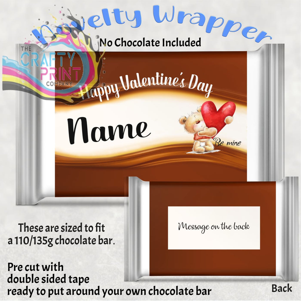 Happy Valentines Day Teddy Personalised Chocolate Bar