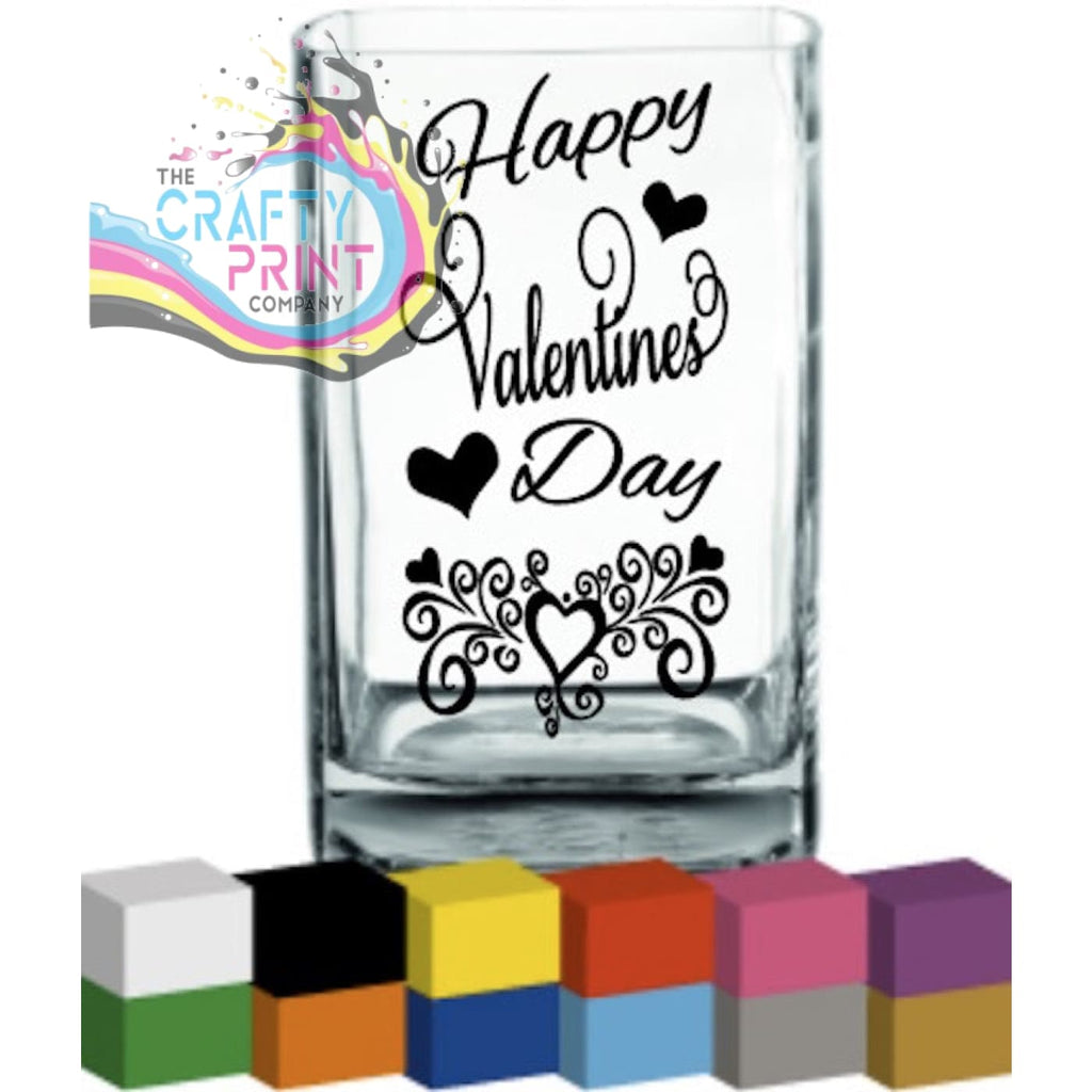 Happy Valentine’s Day Vase Decal Sticker - Decorative